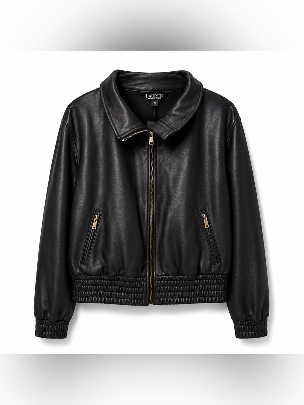 Lauren Ralph Lauren Coated French Terry Bomber Jacket Black Size XL